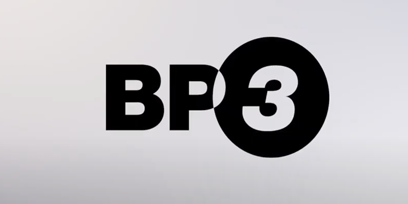 The BP3 logo depicted as large font intersecting with a circle.