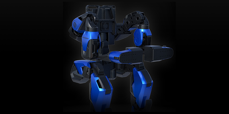 A 3D rendering of the Guardian XO exoskeleton suit.